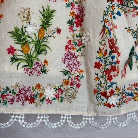 FARM Rio Delicate Forest Scarves Square Neck Embroidered Blouse, Small - Picture 5 of 5